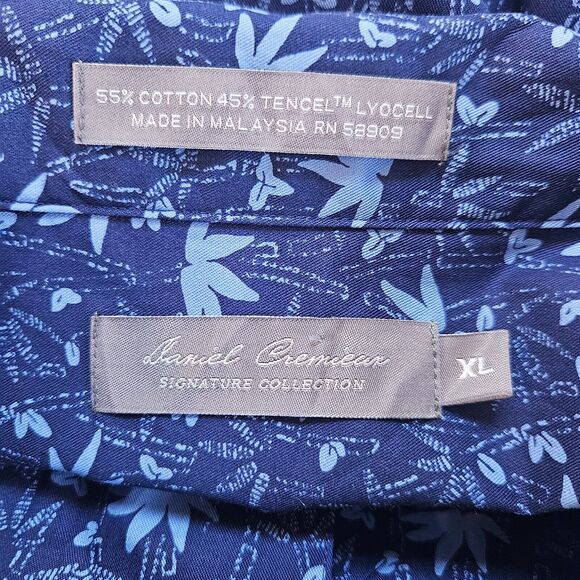 DANIEL CREMIEUX Casual Shirt Short Sleeve Button Up Men's XL Blue Hemp Plants - Picture 8 of 8